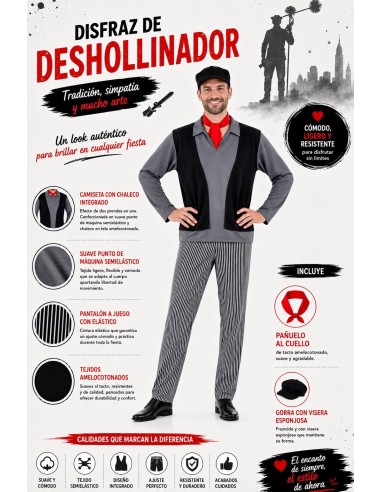 Fato de limpador de chaminés Tamanho L | Disfarces para Adultos O Rei do Carnaval
